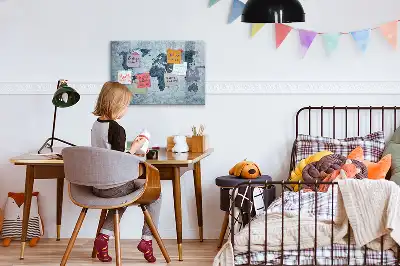 Quadro magnético para desenhar com estampa de mapa-múndi