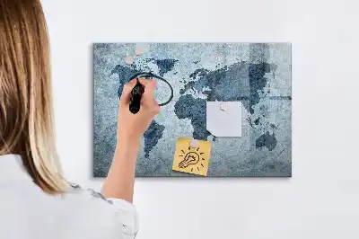 Quadro magnético para desenhar com estampa de mapa-múndi