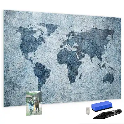 Quadro magnético para desenhar com estampa de mapa-múndi