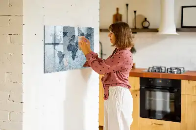 Quadro magnético para desenhar com estampa de mapa-múndi