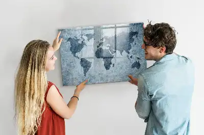 Quadro magnético para desenhar com estampa de mapa-múndi
