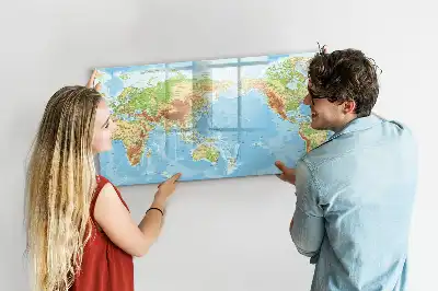 Mapa-múndi físico quadro magnético para escrever