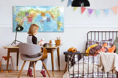 Mapa-múndi físico quadro magnético para escrever