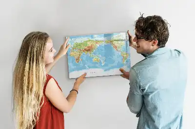 Mapa-múndi físico quadro magnético para escrever