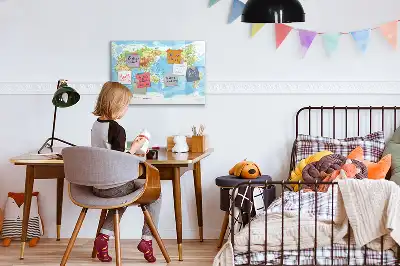Mapa-múndi físico quadro magnético para escrever