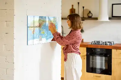 Mapa-múndi físico quadro magnético para escrever