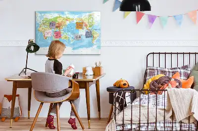 Mapa-múndi físico quadro magnético para escrever