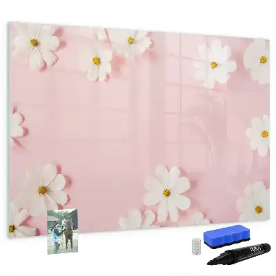 Quadro magnético para escrita estampa de margaridas
