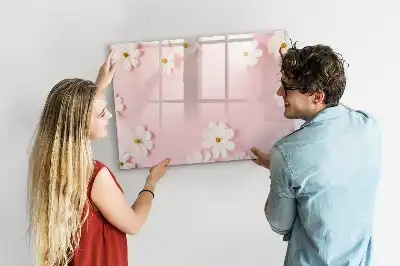 Quadro magnético para escrita estampa de margaridas