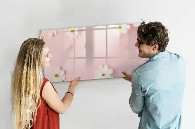 Quadro magnético para escrita estampa de margaridas