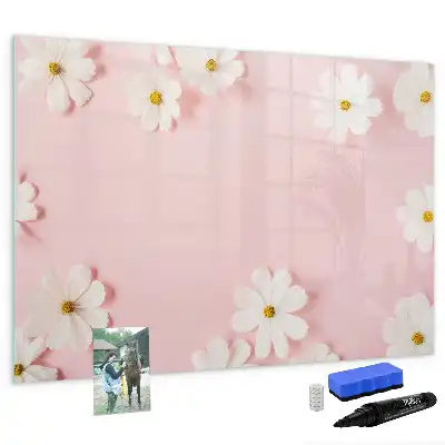 Quadro magnético para escrita estampa de margaridas