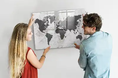 Mapa-múndi em concreto quadro magnético para escrever