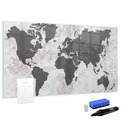 Mapa-múndi em concreto quadro magnético para escrever