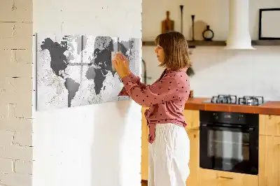 Mapa-múndi em concreto quadro magnético para escrever