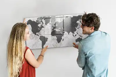 Mapa-múndi em concreto quadro magnético para escrever
