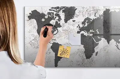 Mapa-múndi em concreto quadro magnético para escrever