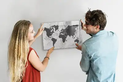Mapa-múndi em concreto quadro magnético para escrever