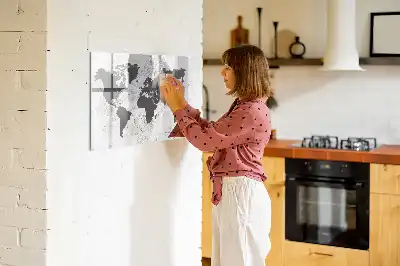 Mapa-múndi em concreto quadro magnético para escrever