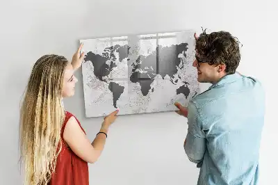 Mapa-múndi em concreto quadro magnético para escrever