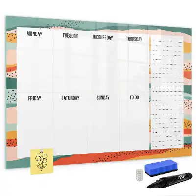 Quadro magnético para desenho planner semanal retrô