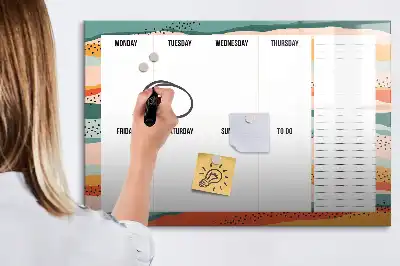 Quadro magnético para desenho planner semanal retrô