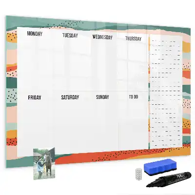 Quadro magnético para desenho planner semanal retrô