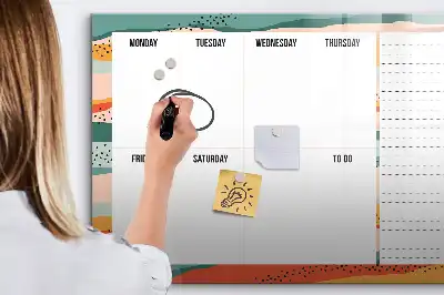 Quadro magnético para desenho planner semanal retrô