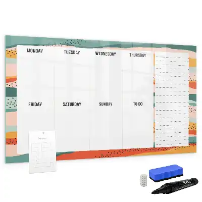 Quadro magnético para desenho planner semanal retrô