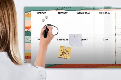 Quadro magnético para desenho planner semanal retrô