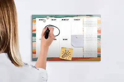 Quadro magnético para desenho planner semanal retrô