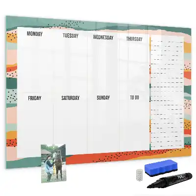 Quadro magnético para desenho planner semanal retrô