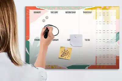 Quadro magnético para escrever planner semanal simples