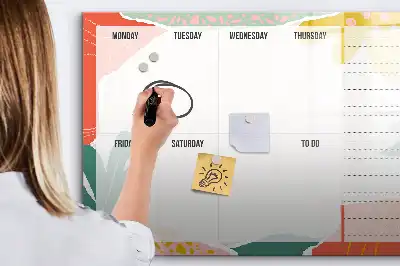 Quadro magnético para escrever planner semanal simples