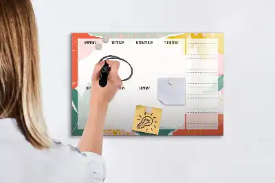 Quadro magnético para escrever planner semanal simples