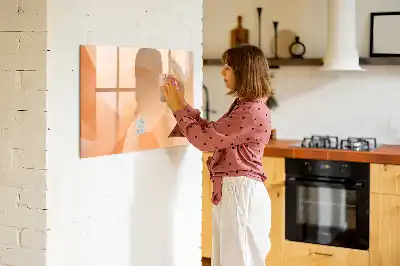 Quadro magnético para escrever estampa de abstração de triângulos