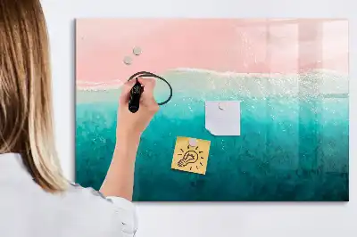Quadro magnético para desenhar tema praia e mar