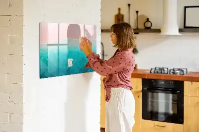 Quadro magnético para desenhar tema praia e mar