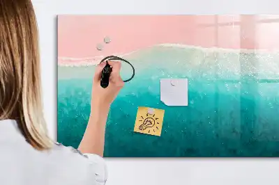 Quadro magnético para desenhar tema praia e mar