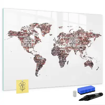 Mapa-múndi em tijolos magnético para escrever