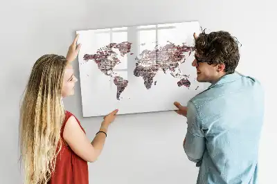 Mapa-múndi em tijolos magnético para escrever