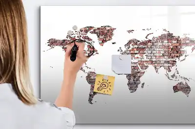 Mapa-múndi em tijolos magnético para escrever