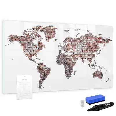 Mapa-múndi em tijolos magnético para escrever
