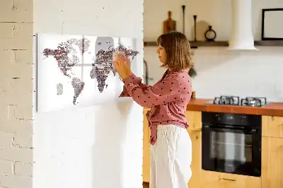 Mapa-múndi em tijolos magnético para escrever
