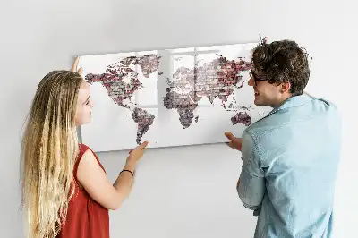 Mapa-múndi em tijolos magnético para escrever