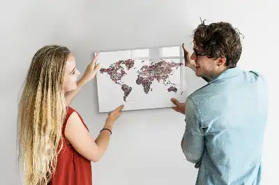 Mapa-múndi em tijolos magnético para escrever