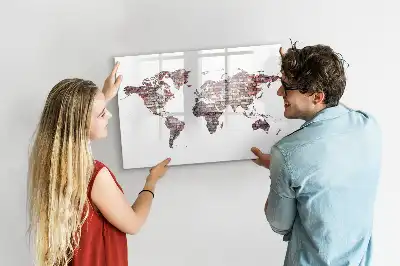Mapa-múndi em tijolos magnético para escrever