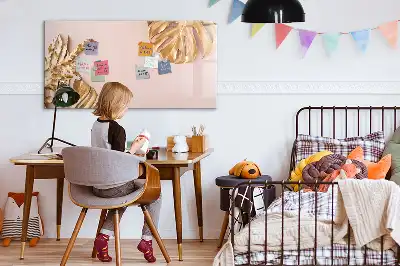 Quadro magnético para escrever com estampa de folhas tropicais douradas