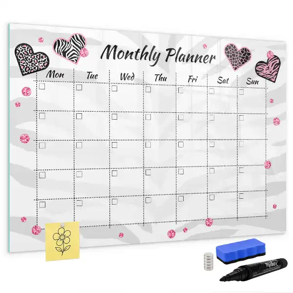 Quadro magnético para desenhar planner mensal elegante