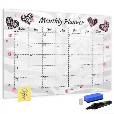 Quadro magnético para desenhar planner mensal elegante