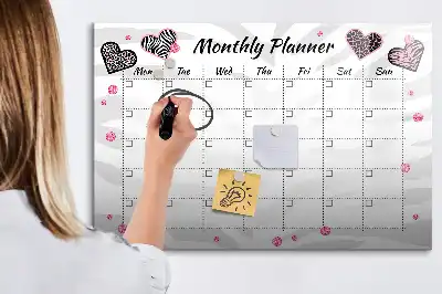 Quadro magnético para desenhar planner mensal elegante